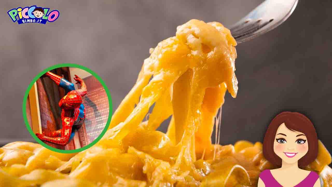 pasta filante di Spiderman con ragnatela