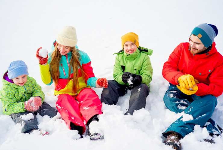 famiglia sulla neve